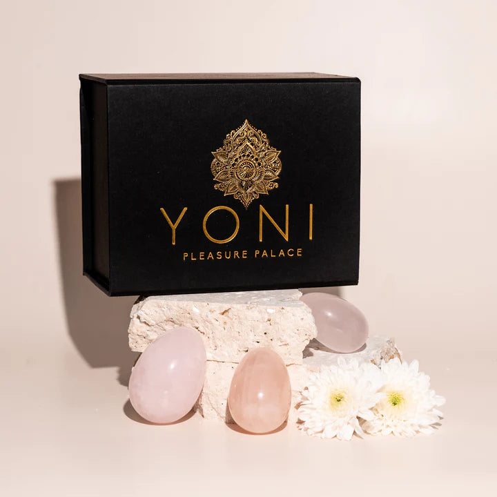 Yoni Eggs - set da tre (Pietra Ovale Quarzo Rosa)